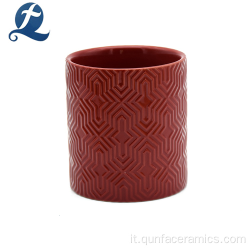 Vaso di stoccaggio impilabile in rilievo ceramico all&#39;ingrosso